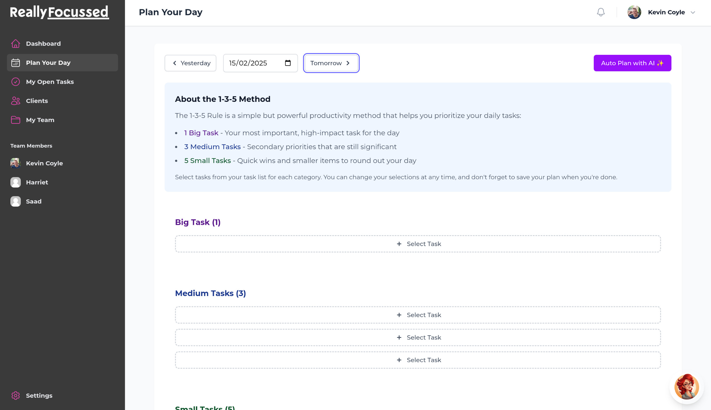 Really Focus Day Planner interface